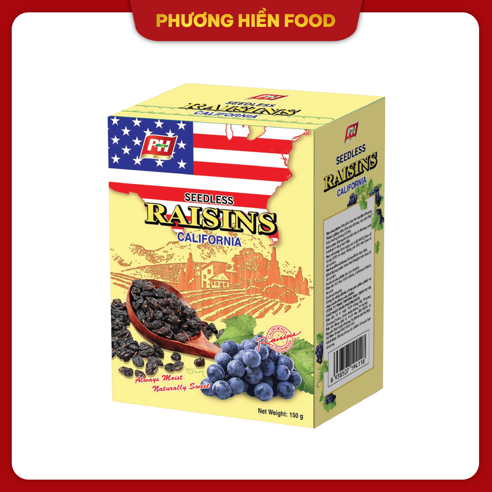 Nho khô đen nhập khẩu Mỹ raisins 150g