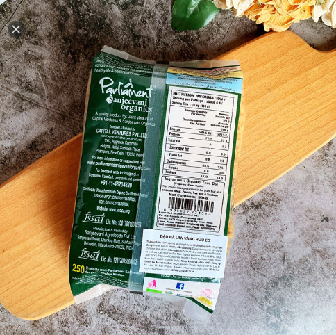 Đậu hà lan vàng hữu cơ 500g Parliament