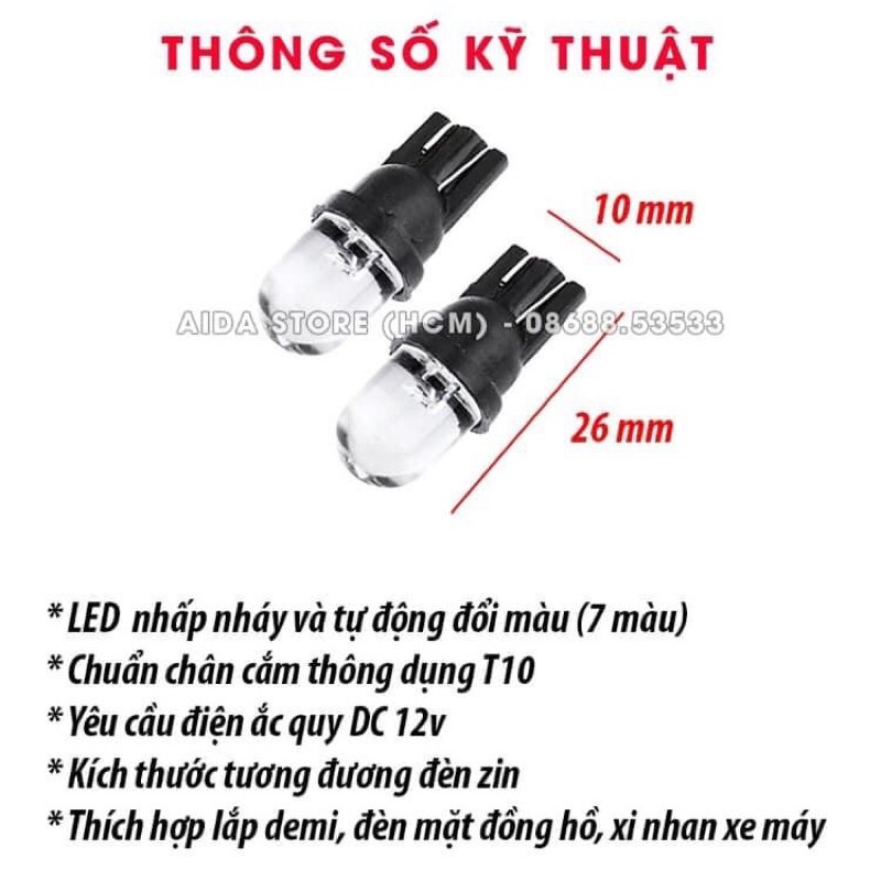 Đèn Led Xi Nhan 7 Màu Chân T10 ( Giá 1 Bóng )