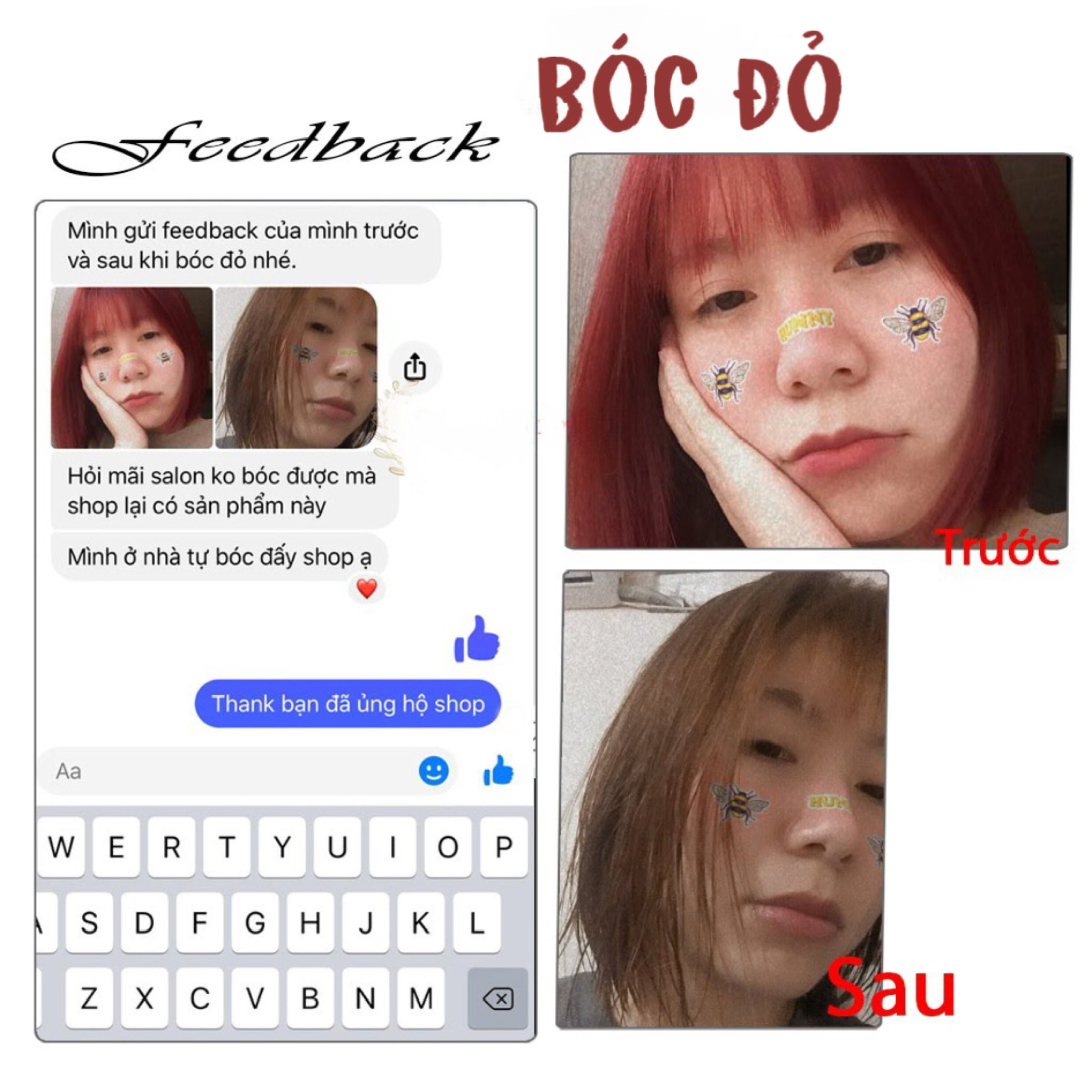 Thuốc Nhuộm Tóc Bóc Màu Tóc Đen - Đỏ 100mg | Khanh.Color
