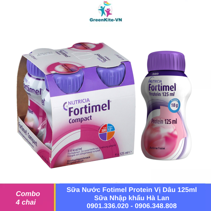 Combo 4 Chai Sữa Nước Fortimel Protein Vị Dâu 125ml - Nhập Khẩu Hà Lan