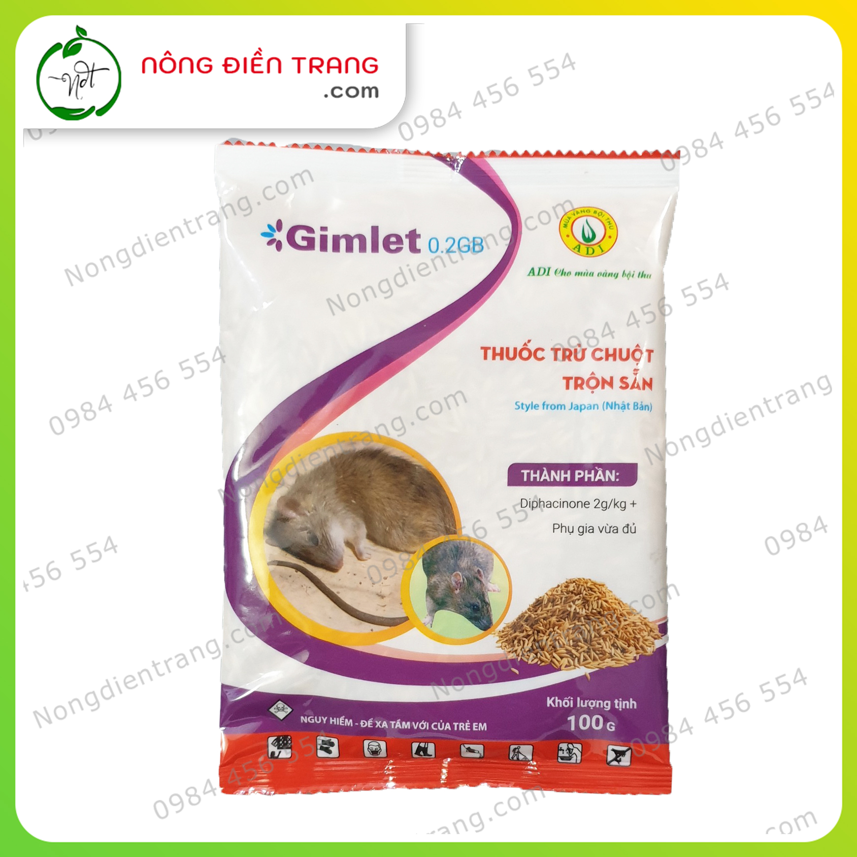 Thuốc Diệt Chuột Trộn Sẵn Gimlet 0.2B - Gói 100g
