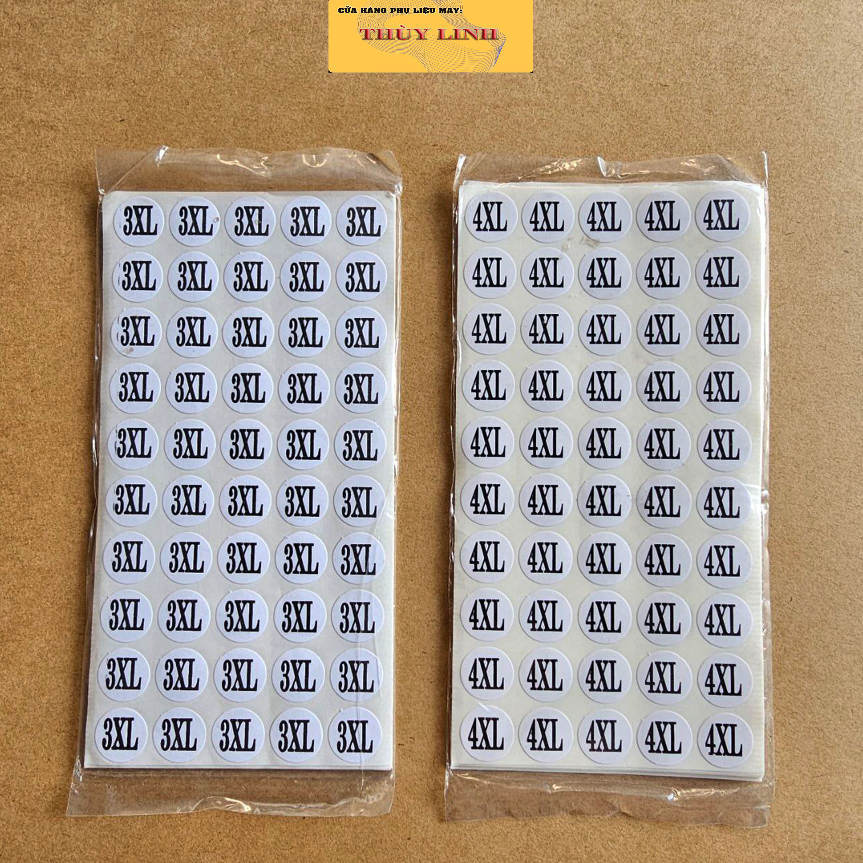 Tem Size Dán Quần Áo Từ XS Đến 8XL ( 10 tờ - 500 tem )