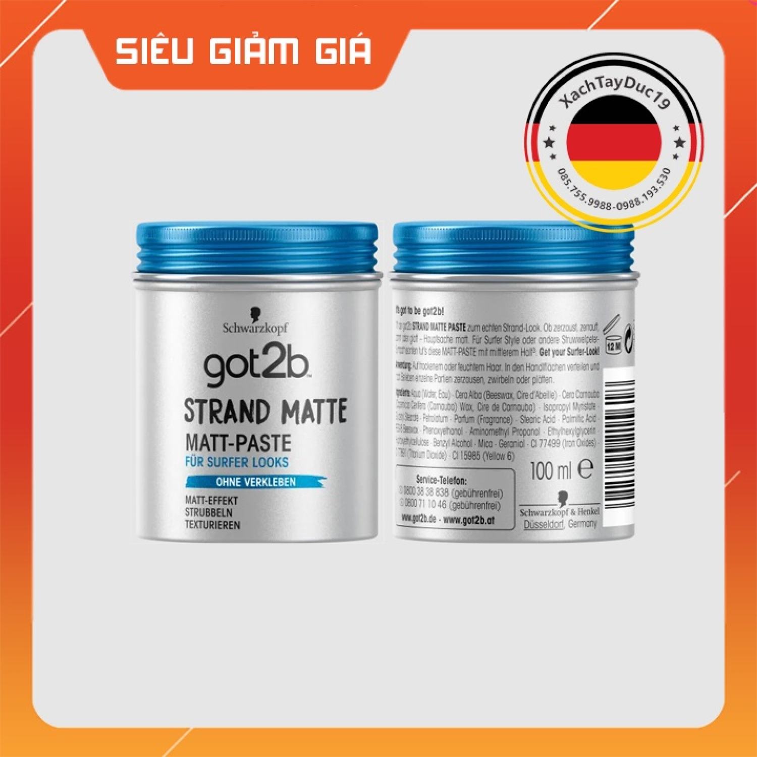 Sáp Vuốt Tóc Nam Schwarzkopf Got2B Strand matte của Đức 100ml