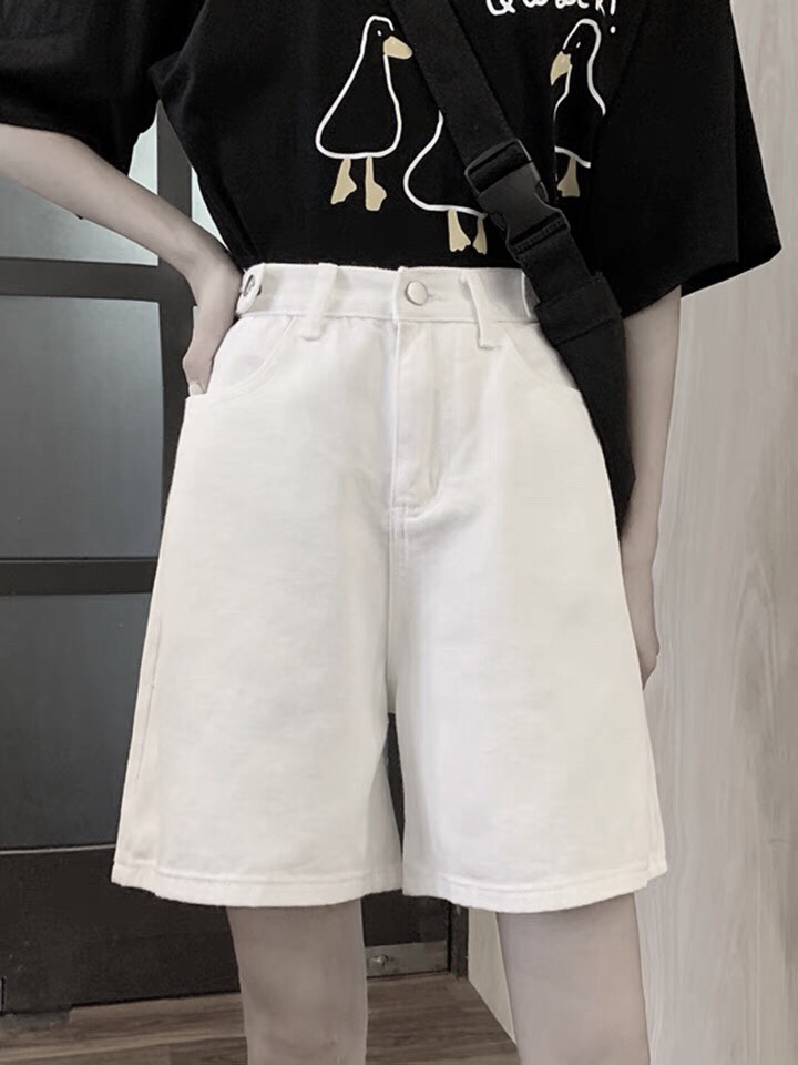 Quần Short Jean Nữ Ngố Màu Trắng Basic BC087