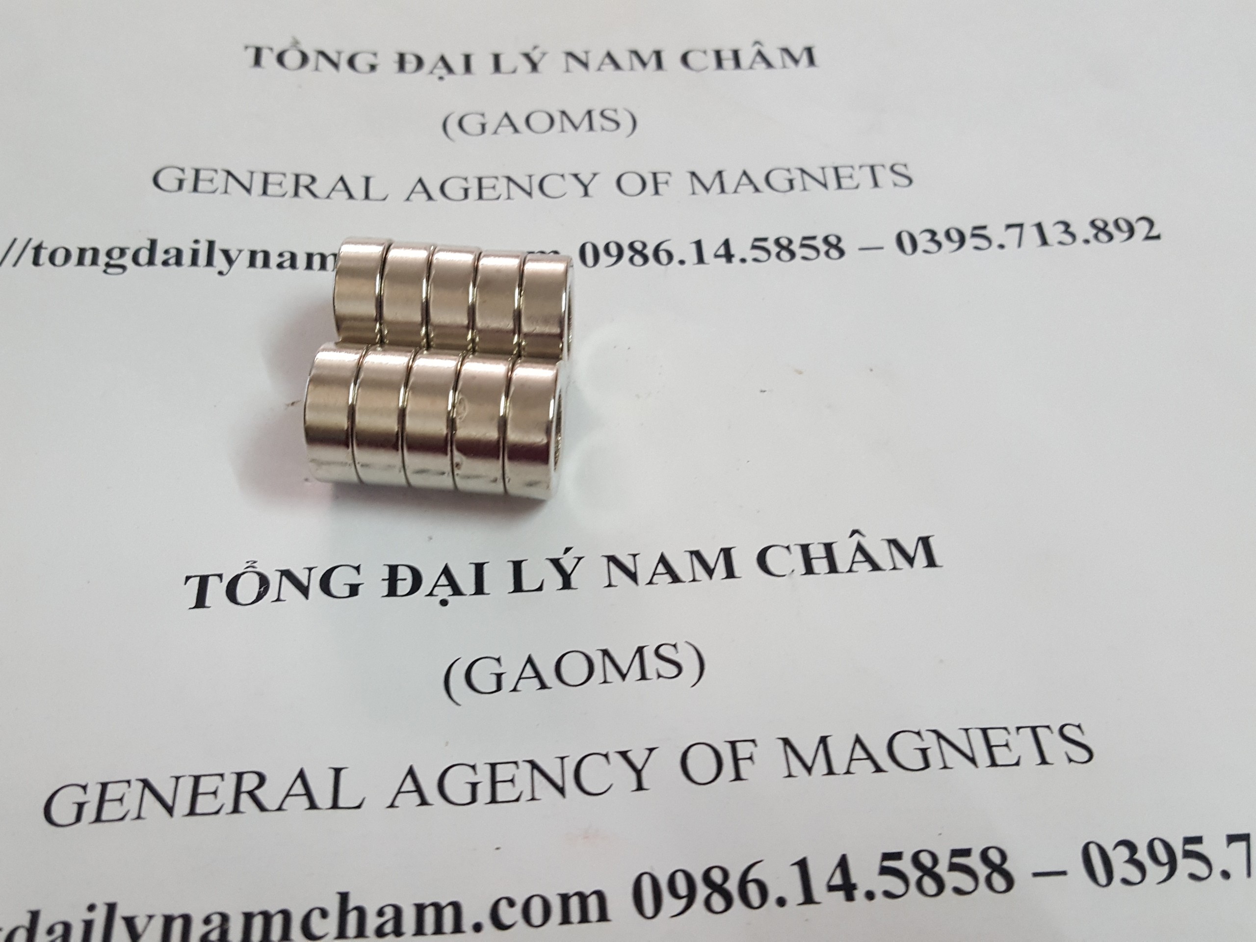5 viên nam châm hình nhẫn 15x5 lỗ 9mm