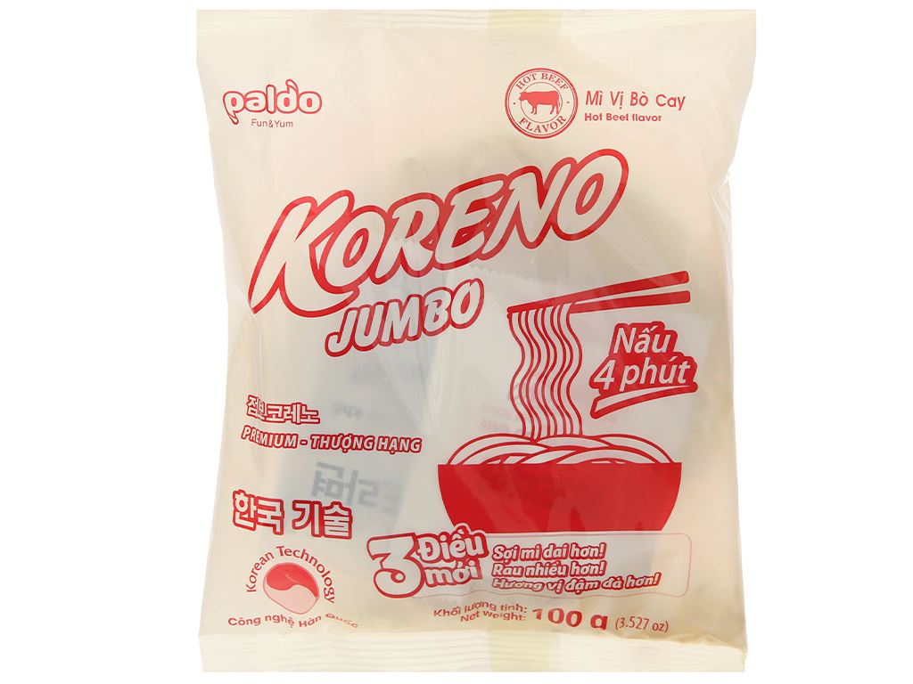 Túi 1Kg mì Koreno Jumbo các vị (10 gói mì 100g)