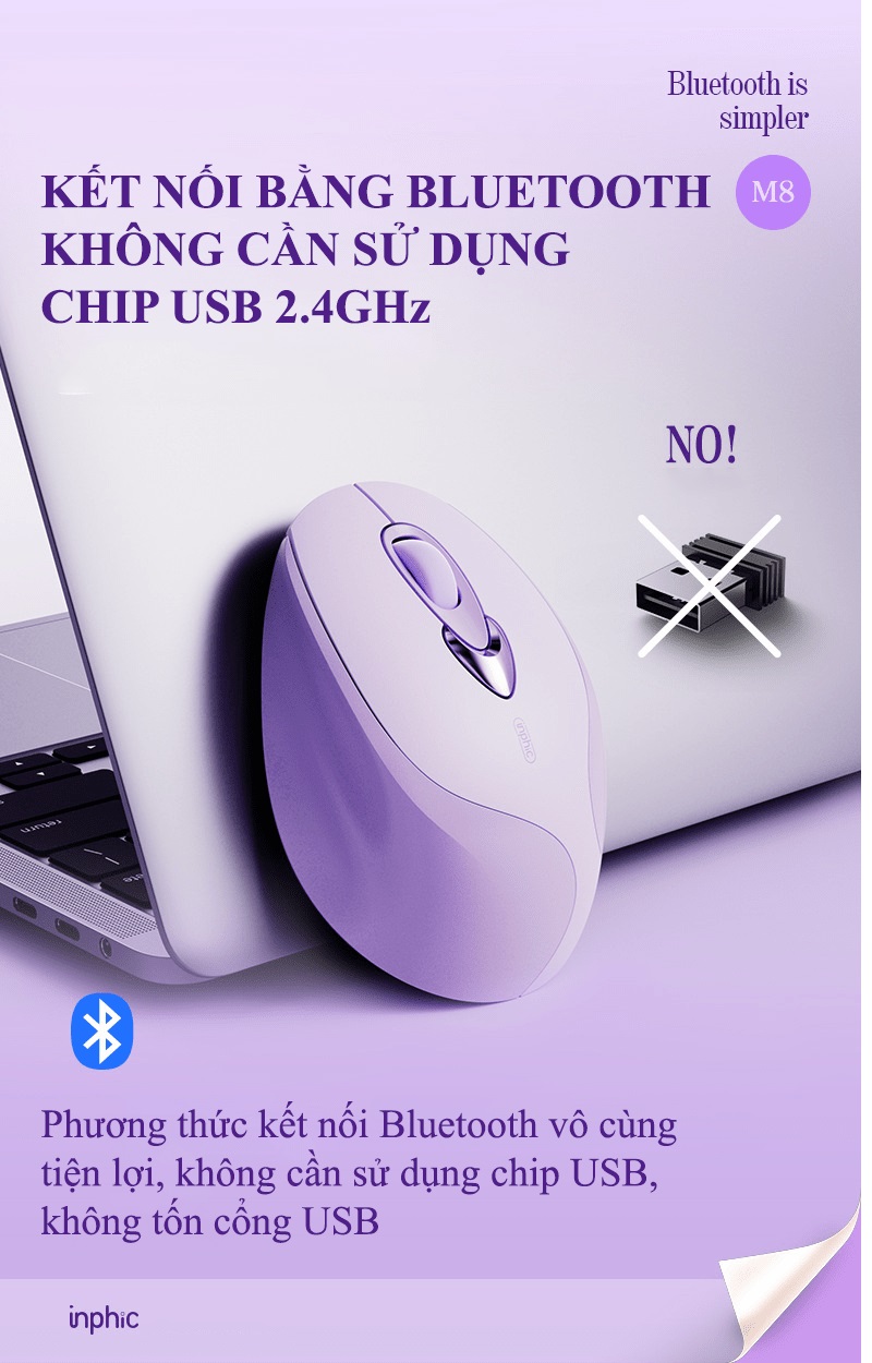 Chuột không dây INPHIC M8BT kết nối bằng Bluetooth - AT