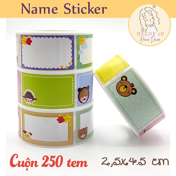 Cuộn 250 miếng Sticker Nhãn Dán [Tem dán] ghi nhớ 25x45mm