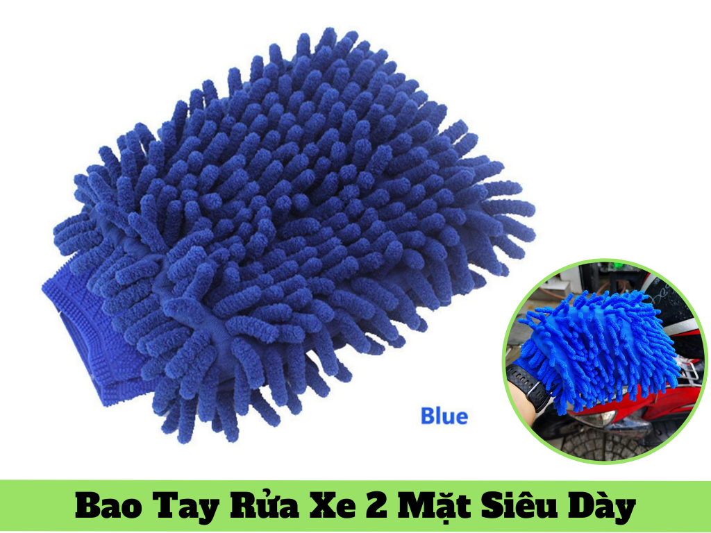 [HCM]Bao Tay Rửa Xe Loại Dày 2 Mặt Găng Tay Lau rửa Xe 2 Mặt