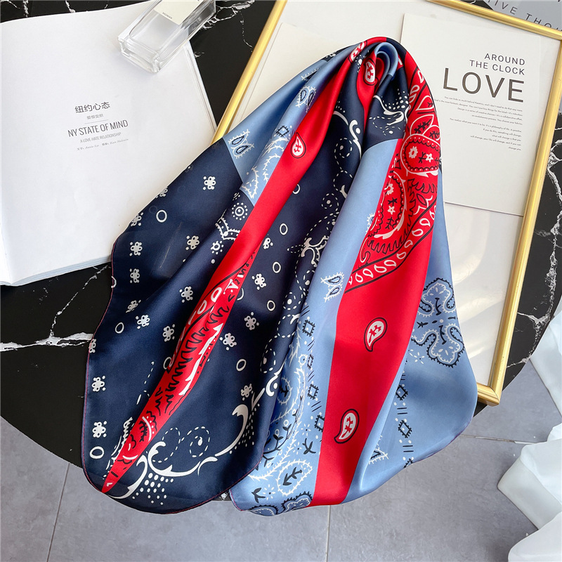Khăn bandana lụa khăn turban cao cấp họa tiết tế bào - chất liệu chiffon 70x70cm - mã b003