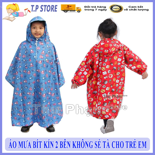Áo mưa trẻ em - áo mưa cho bé - áo mưa bít không sẻ tà - áo mưa vải dù cao cấp trẻ em từ 2 - 10 tuổi