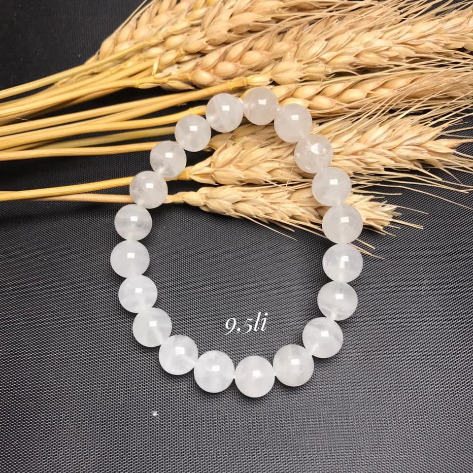 Vòng tay đá thạch anh ưu linh trắng cỡ hạt 10mm
