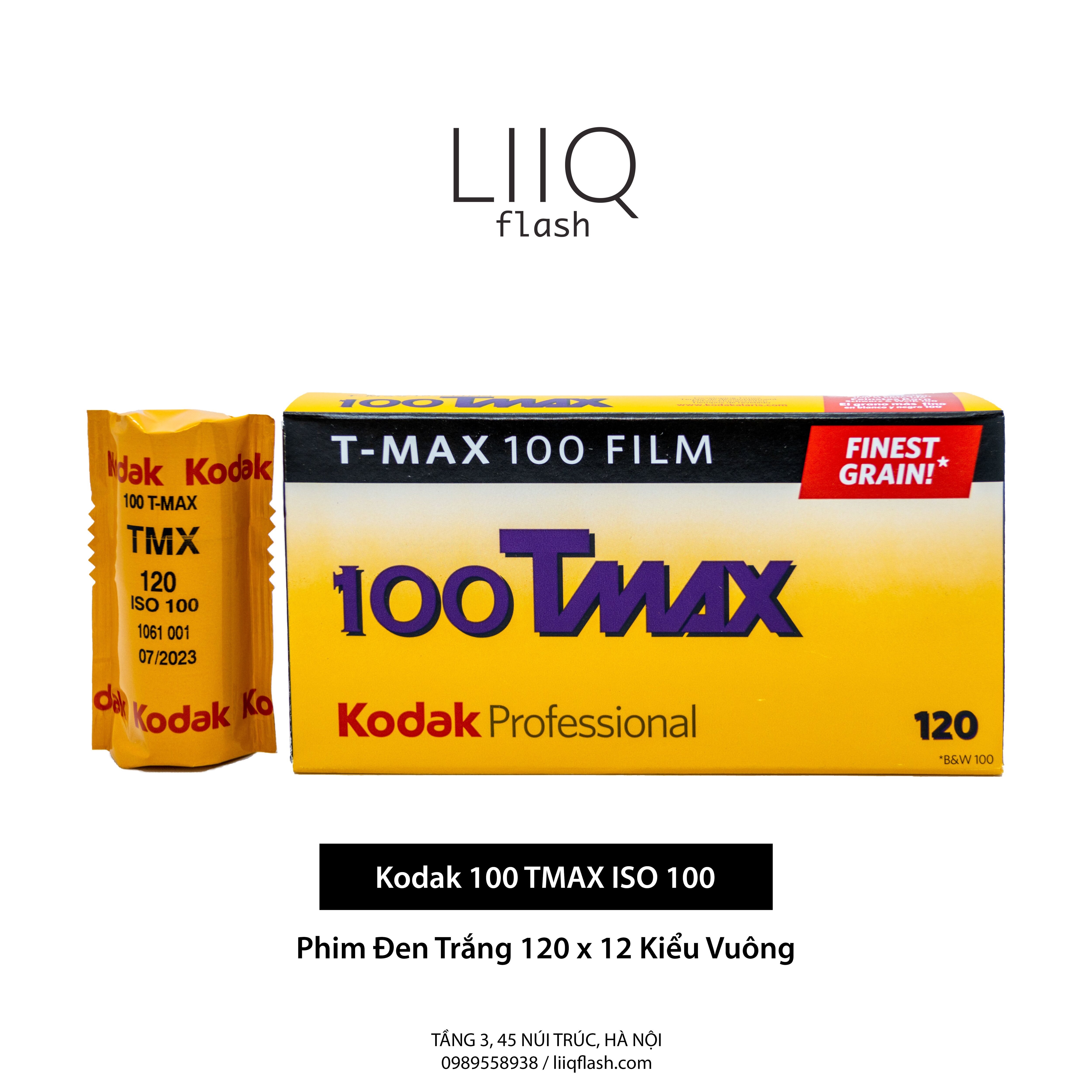 Phim Kodak 100 TMAX ISO 100, Đen Trắng B&W, 120 x 12 Kiểu Vuông
