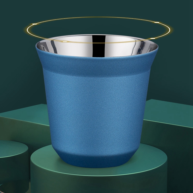 80Ml Double Wall Stainless Steel Espresso Cup Insulation for Nespresso Pixie Coffee Cup Capsule Shape Coffee Mugs