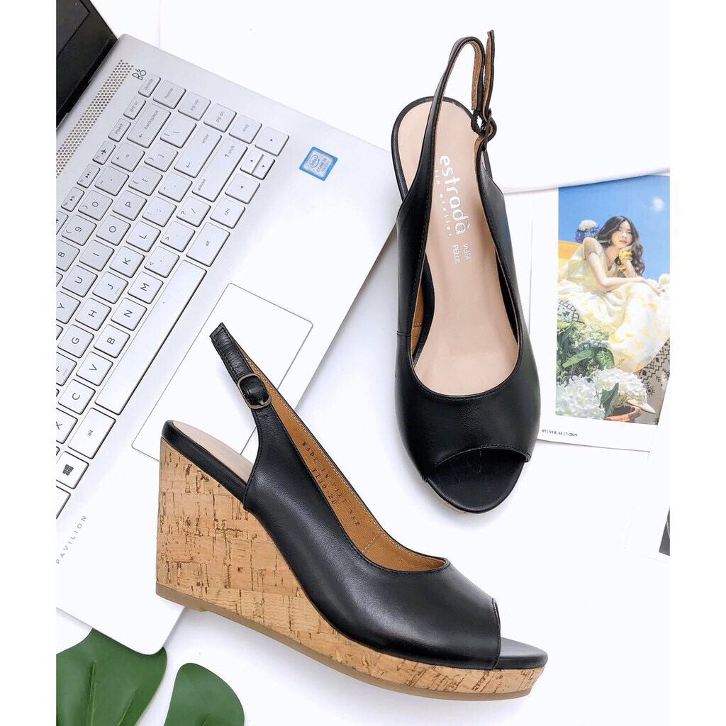 Sandal Đế Xuồng Da Thật 7cm