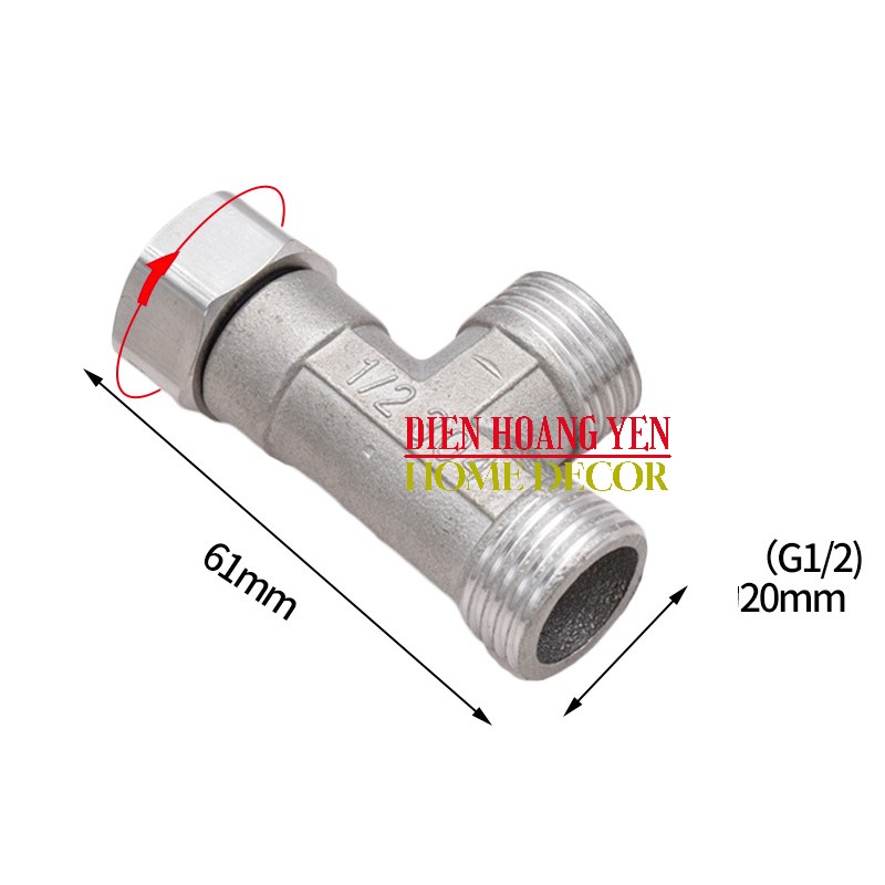 Tê cầu inox 304 không gỉ chia nước bồn cầu và vòi xịt