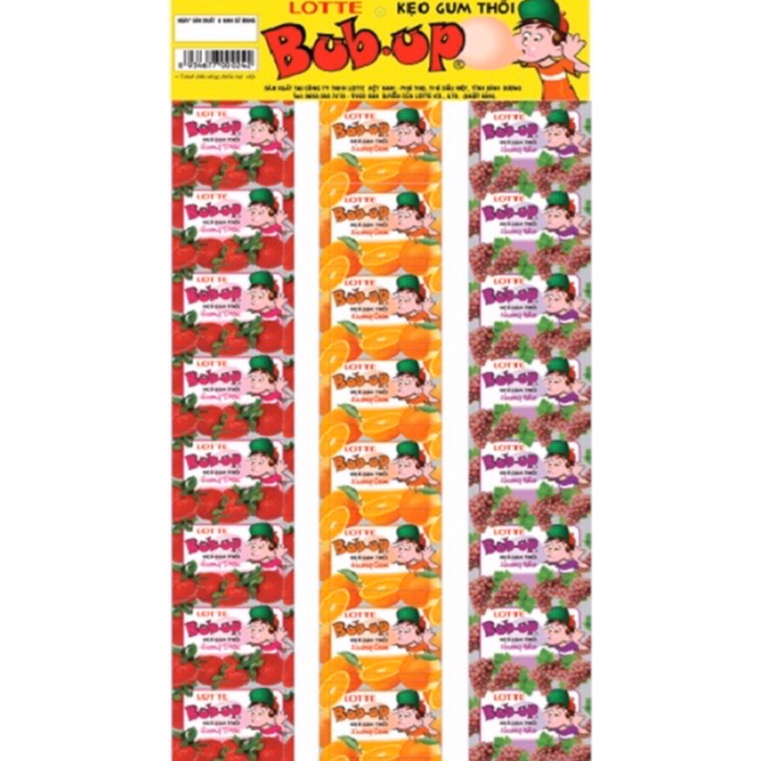 [HCM]Vỉ 24 pack kẹo Gum thổi BUB UP trái cây Lotte