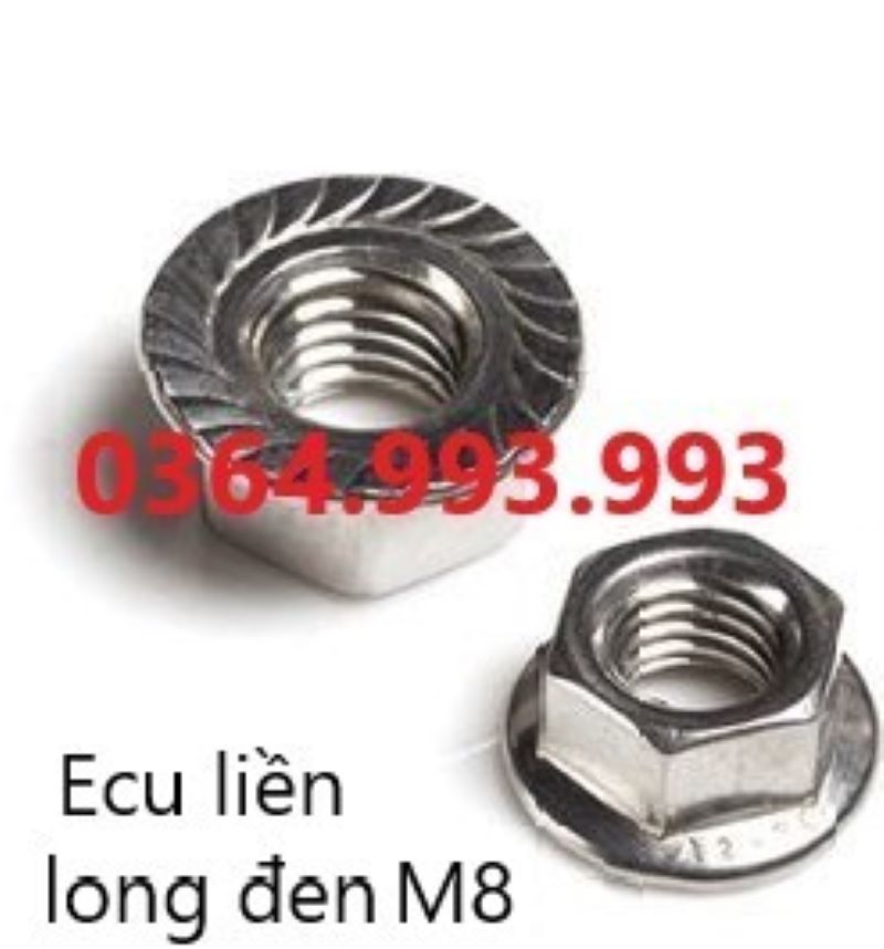 Gói 50 cái Ecu liền long đen M4 M5 M6 M8/Đai ốc liền vành M4 M5 M6 M8. Chất liệu: INOX 201