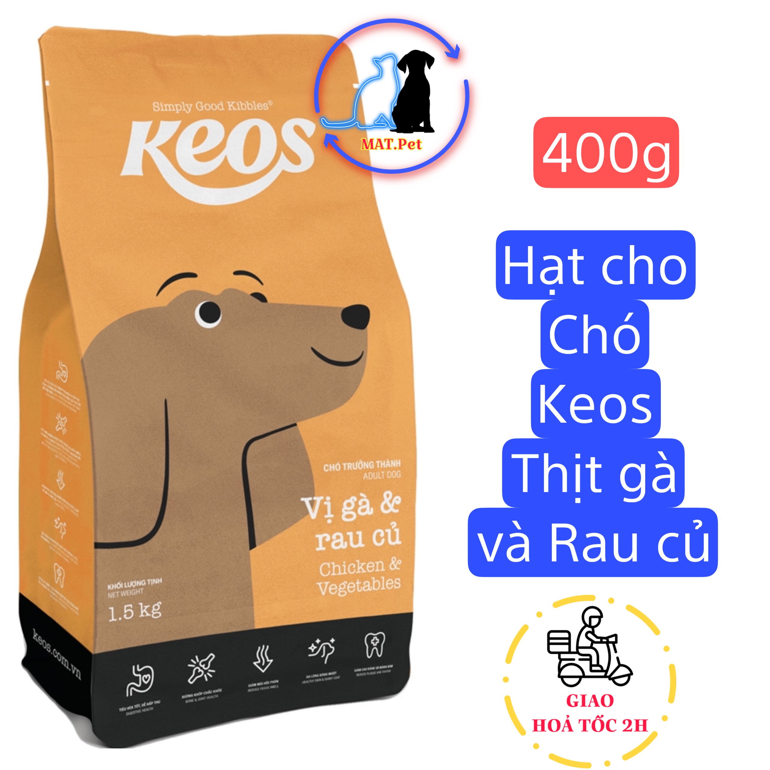 [1.5kg] Thức Ăn Hạt Cho Chó Mọi Lứa Tuổi Keos