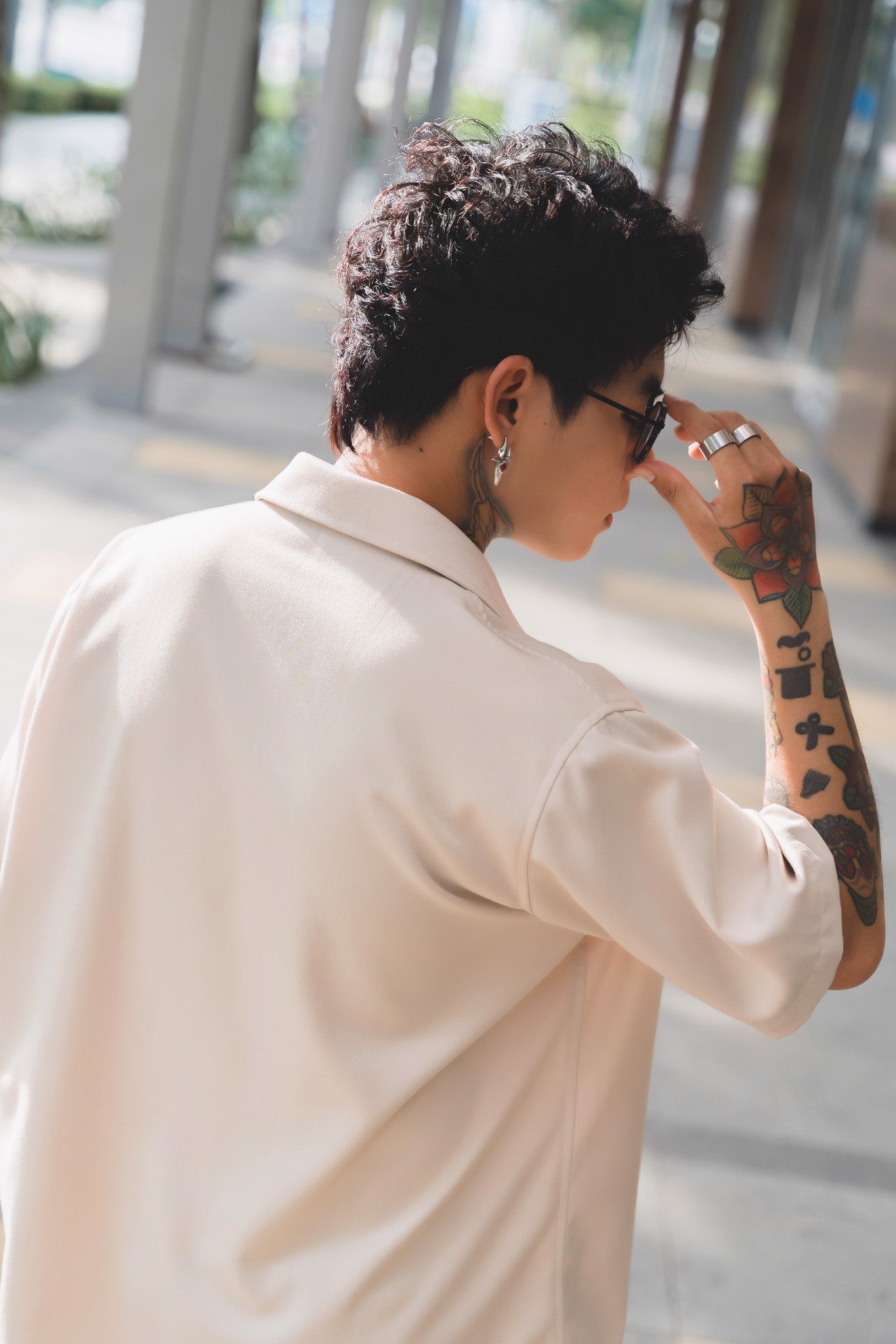 Grimm DC Áo New York shirt // Latte beige