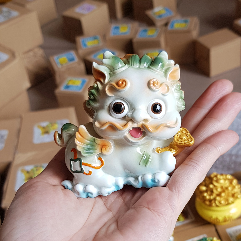 [HCM]Cặp Kỳ Lân sứ size lớn 8x7cm màu trắng