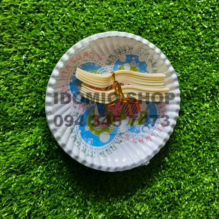 Đĩa Giấy Sinh Nhật 16cm ( có Nĩa)- 10 cái