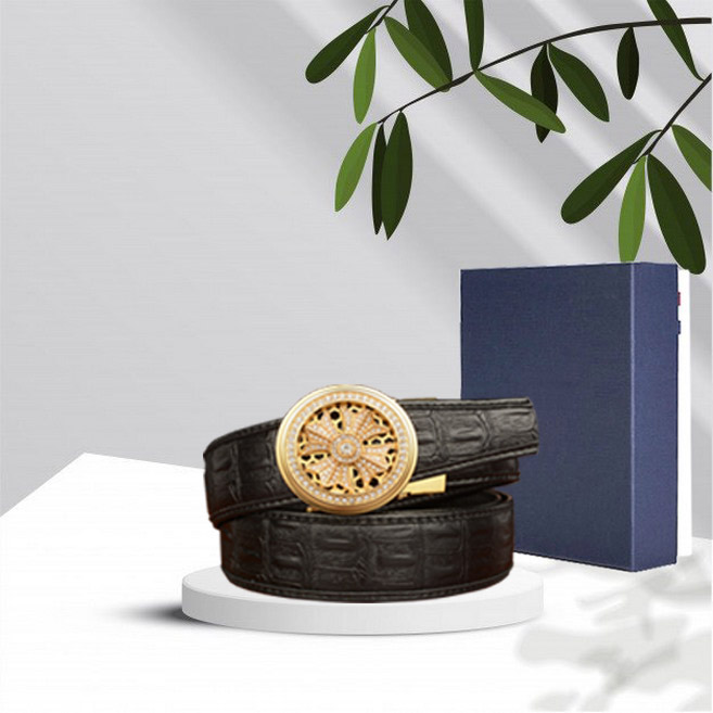 Thắt lưng nam vân cá sấu, mặt khóa tự động xoay khi di chuyển, full hộp như hình