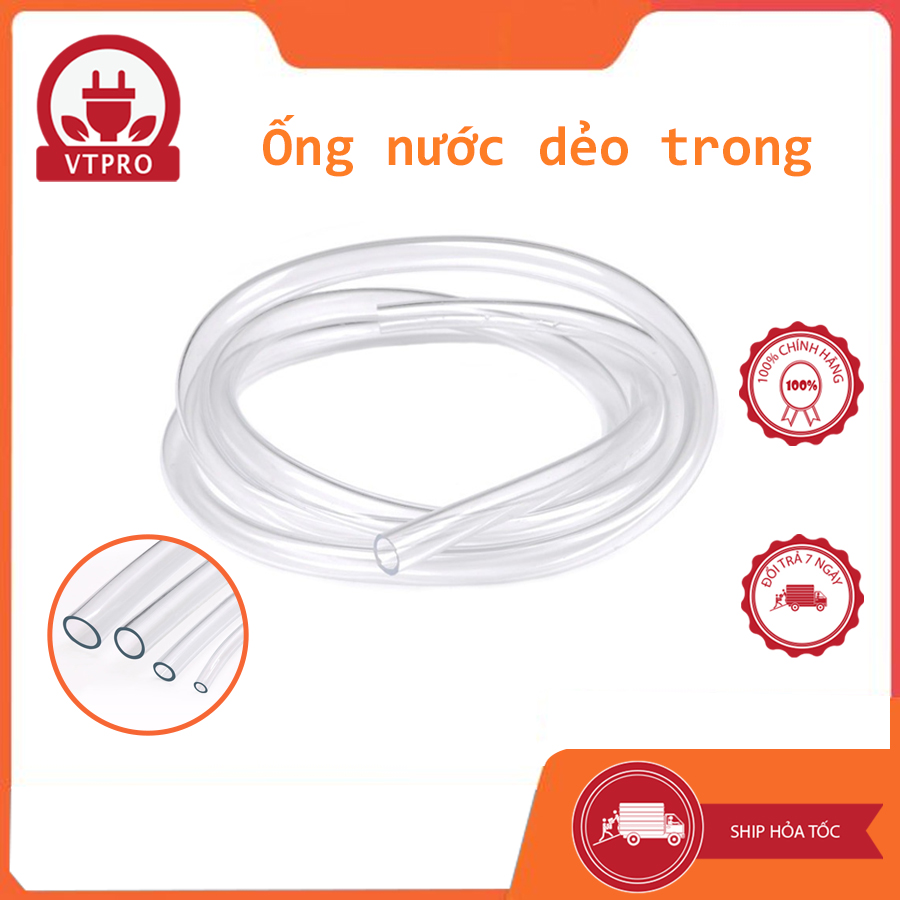 Ống nước dẻo trong, ống tio trắng trong nhựa dẻo phi 8, phi 10, phi 12, phi 14