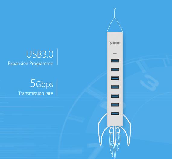 Bộ chia USB HUB 7 cổng USB 3.0 Type C Orico ASH7-U3