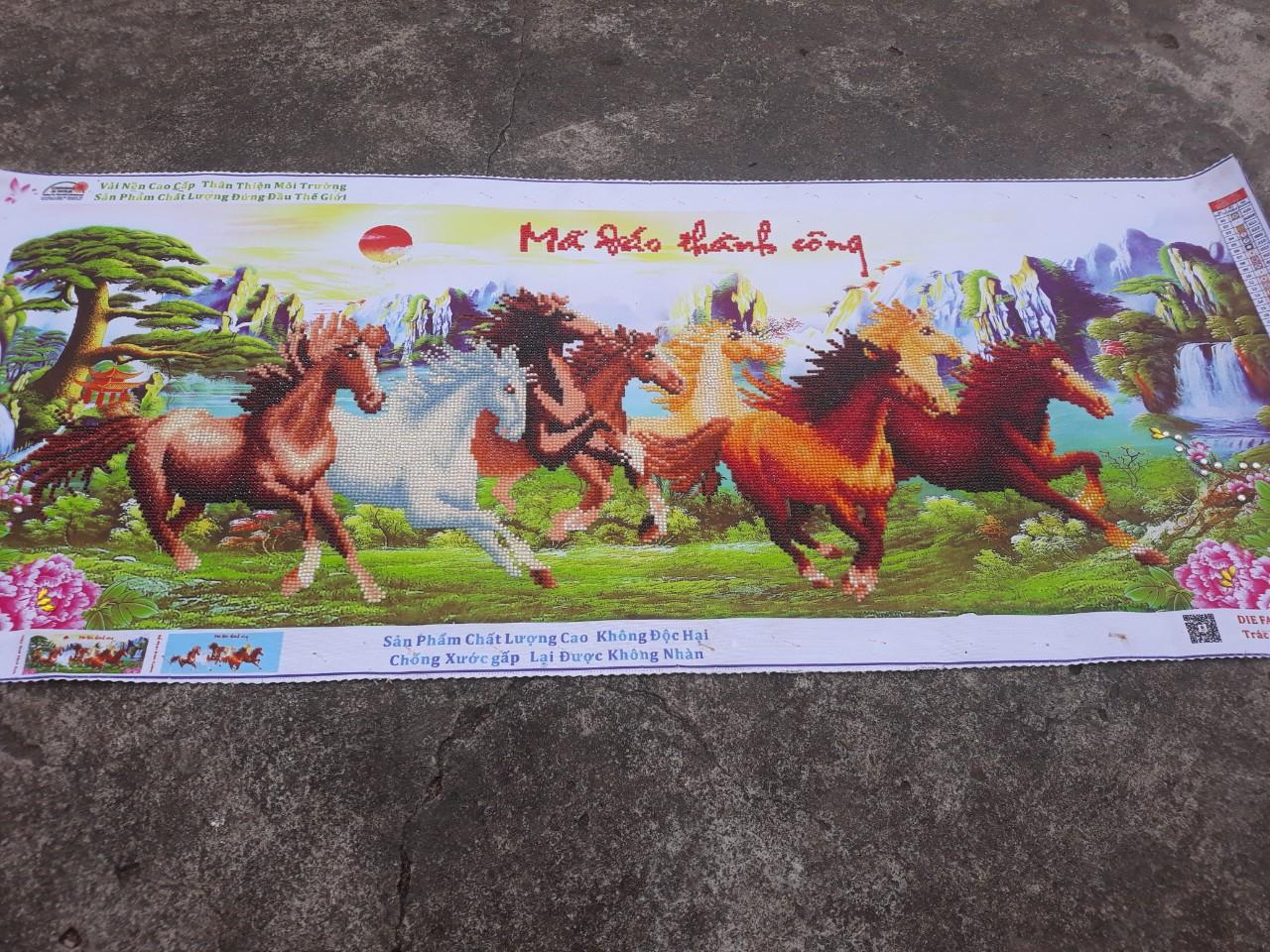 Tranh đính đá mã đáo thành công 110x48 cm (Thành phẩm chưa khung)