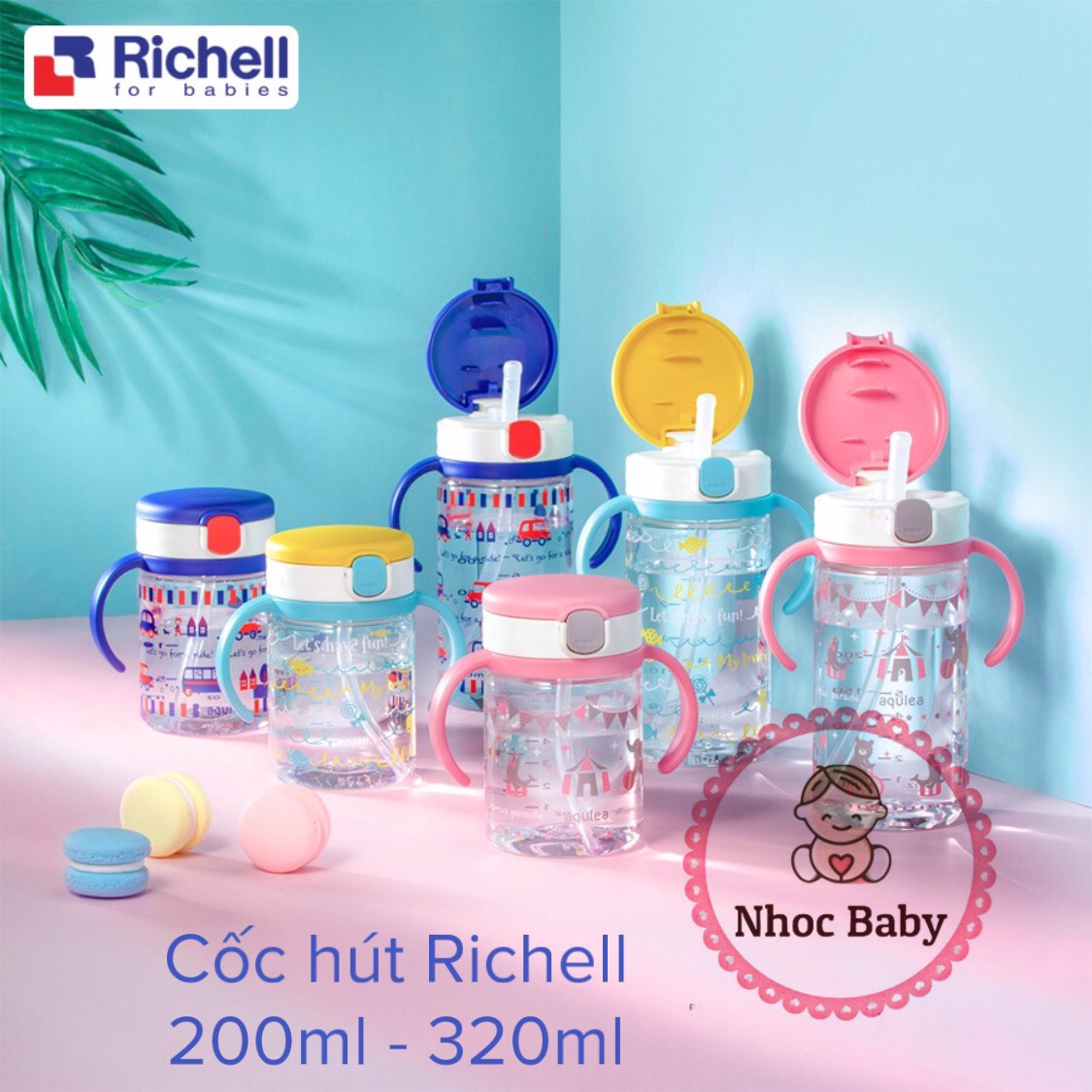 Cốc ống hút Richell 200ml/320ml (Nhật Bản)