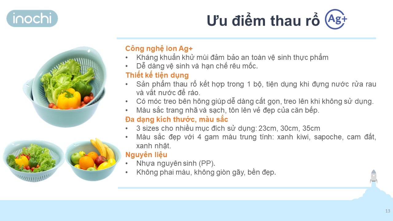 Bộ thau rổ cao cấp Inochi Yoko (hàng xuất Nhật)