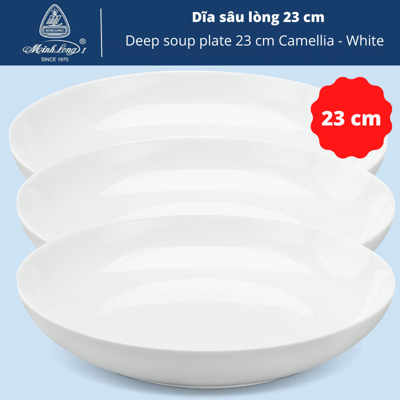 [HCM]Dĩa sâu lòng 23 cm - Camellia - Trắng