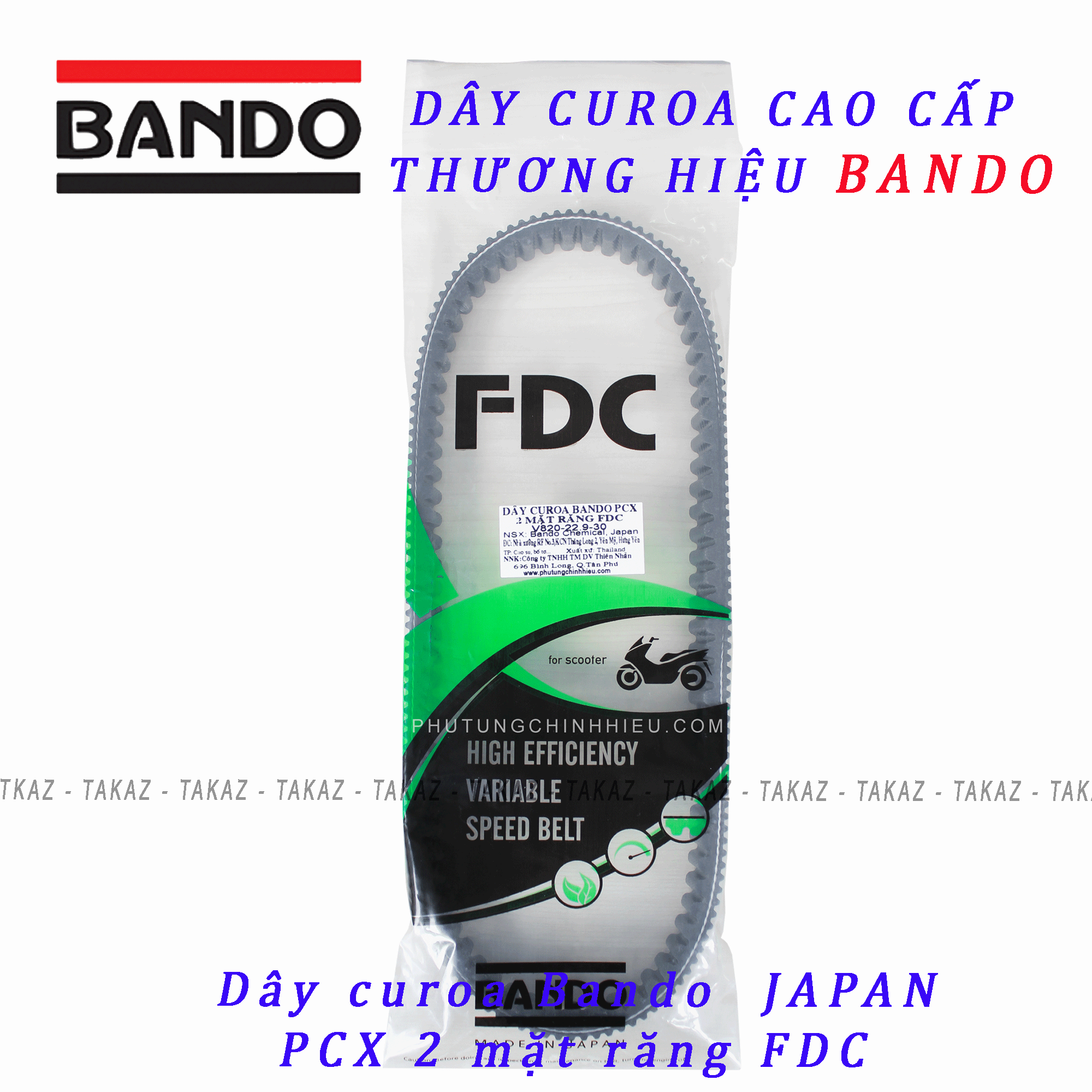 [HCM][ FDC Hai Mặt Răng ] Dây Curoa Xe AB125 Đời 2016 -  Banndo Hai Mặt Răng FDC