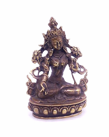 Tara bạch độ mẫu 15cm đồng trơn tượng phật