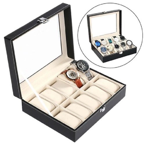 Hộp đựng và bảo quản đồng hồ đeo tay 12 ngăn bằng da sang trọng, hop dung va bao quan dong ho deo tay 12 ngan bang da sang trong