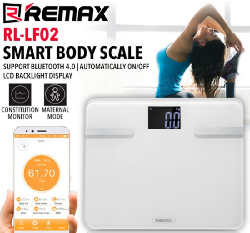 Cân điện tử thông minh Remax RL-LF02 quản lí qua ứng dụng điện thoại