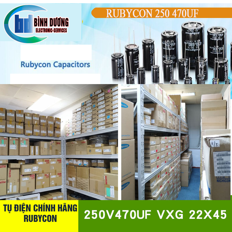 Tụ hóa Rubycon 250V 470uF kích thước 40*22mm mới 100%