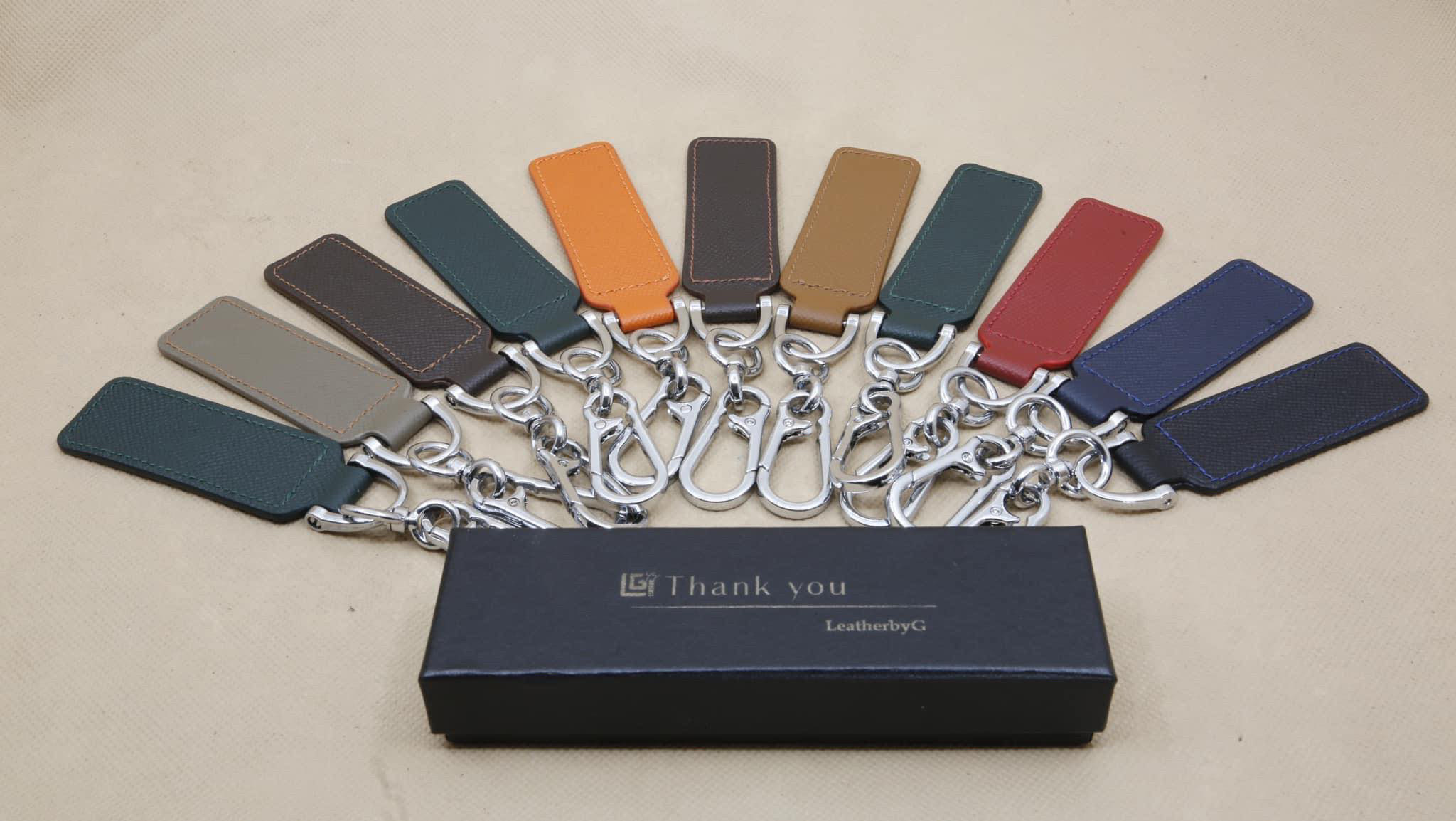 Móc chìa khóa da Epsom thật, hàng Handmade (khắc tên, sđt miễn phí)