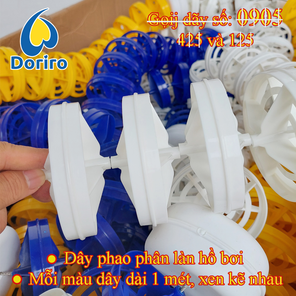 Dây phao phân làn hồ bơi, dài 25 mét và 50 mét HOẶC CHIỀU DÀI THEO YÊU CẪU CỦA KHÁCH, dây xuyên tâm bằng ny-long hoặc bằng thép.