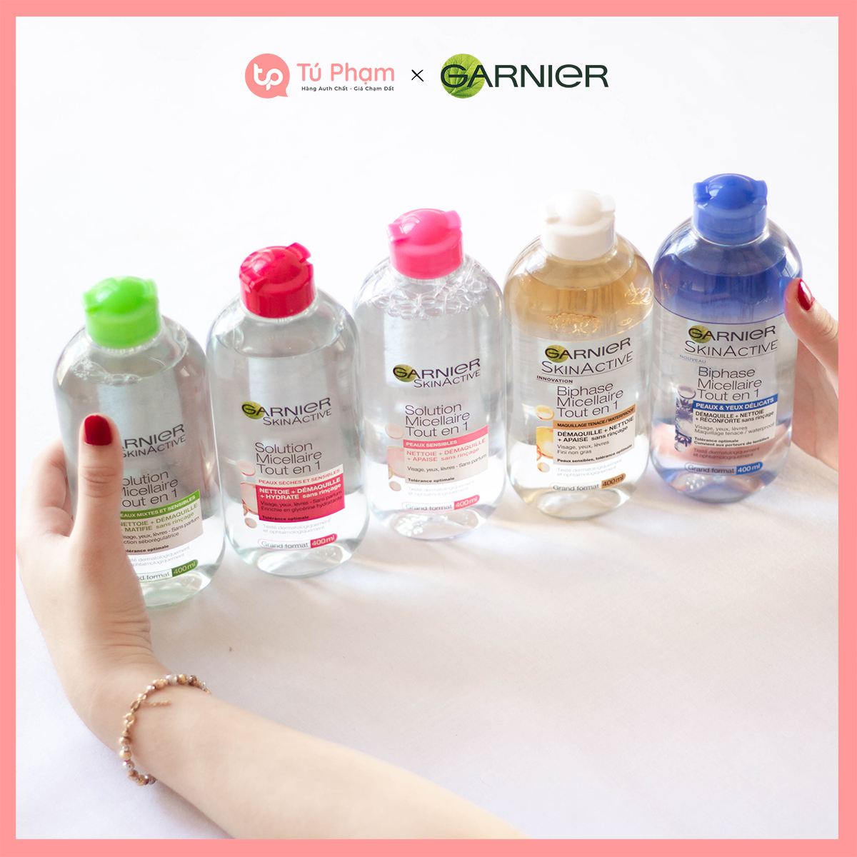 Nước Tẩy Trang Garnier Skin Active Solution Micellaire Hồng Nhạt