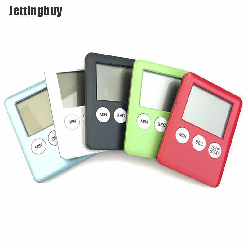 Jettingbuy 1 Chiếc Đồng Hồ Bấm Giờ Nhà Bếp Màn Hình Kỹ Thuật Số LCD Đồng Hồ Báo Thức Đếm Ngược Nấu Ăn Đếm Ngược