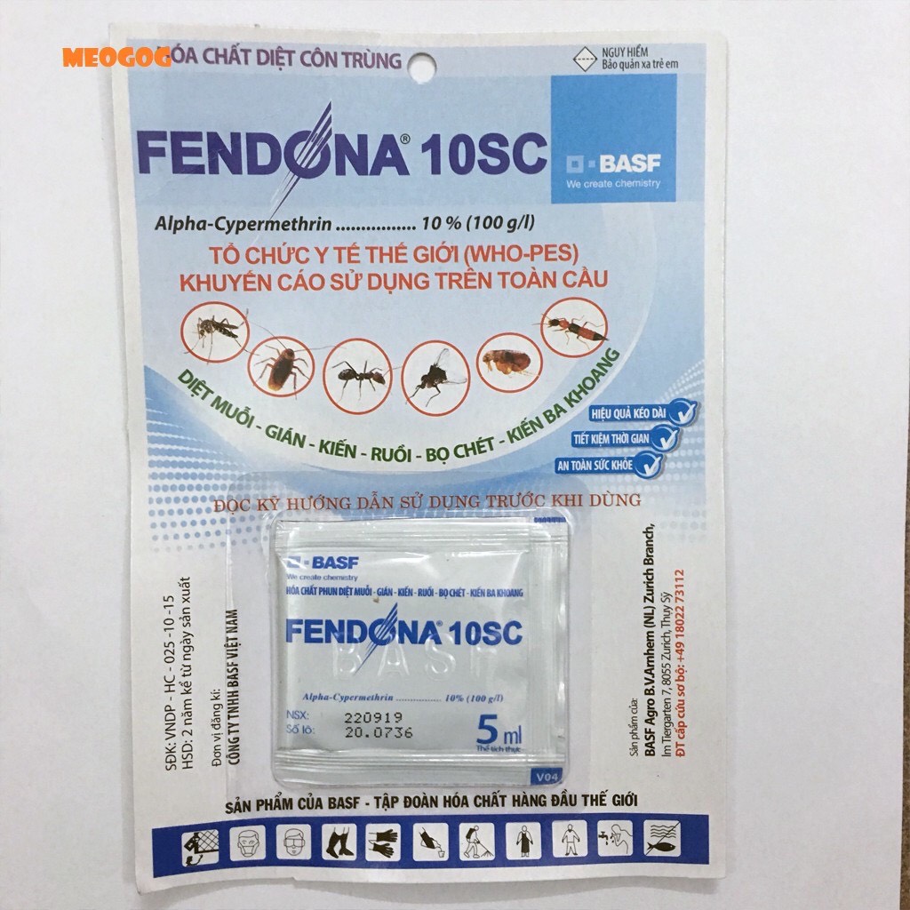 Thuốc diệt - Muỗi, Gián, Kiến - Gói FENDONA 10SC 5ml BASF ĐỨC MEOGOG