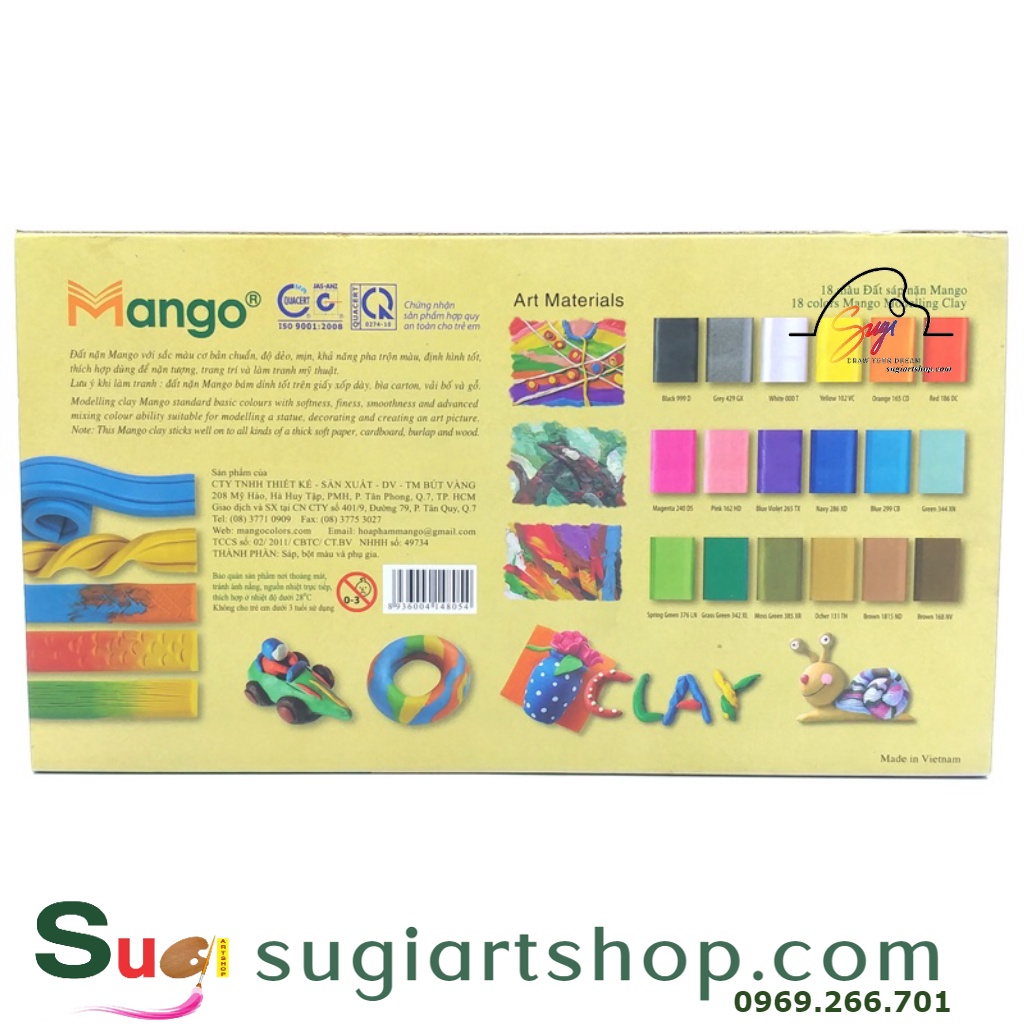 Đất nặn Mango 18 màu,Sáp Nặn Mango 18 Màu