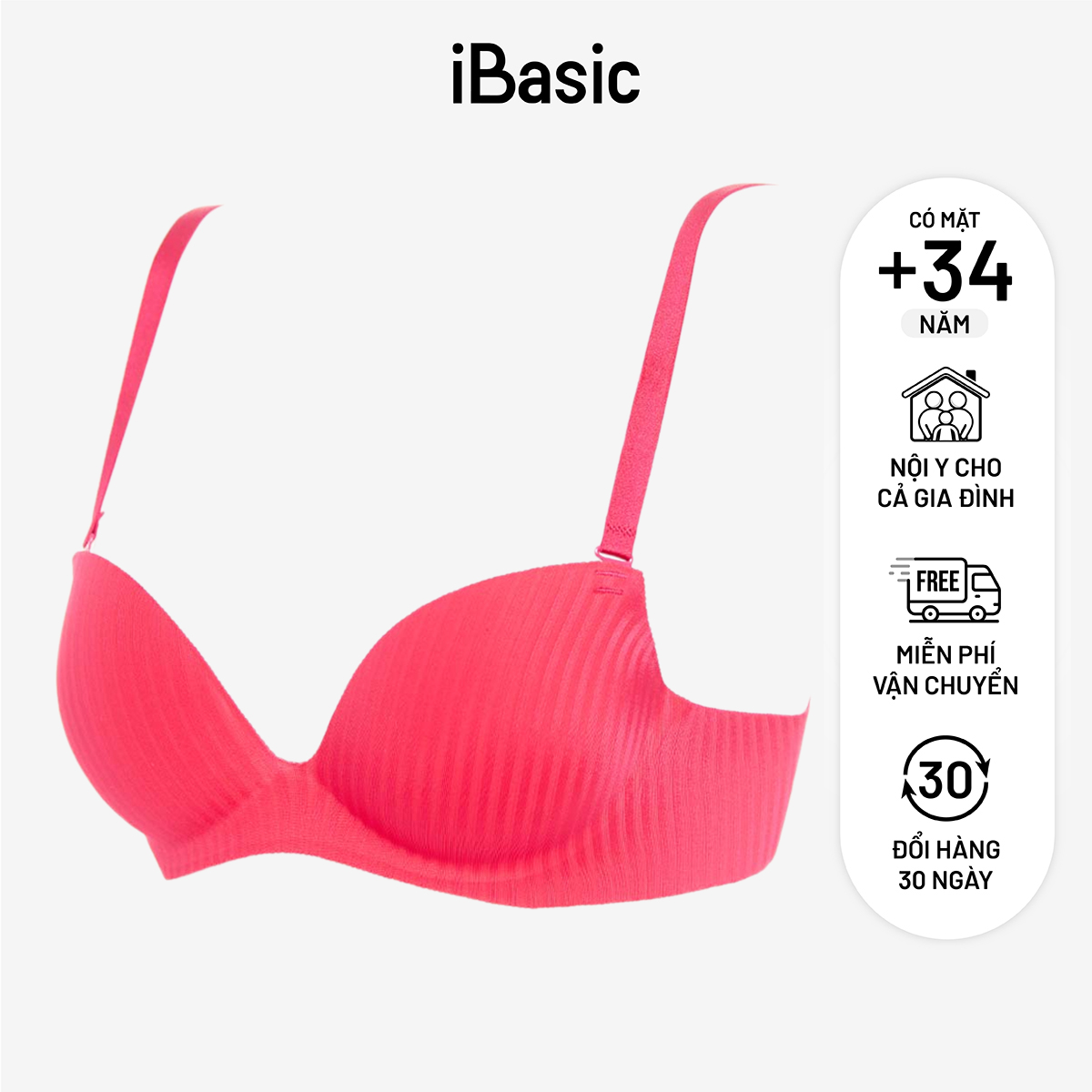 Áo ngực nữ su có gọng không đường may mút dày cup demi phom đúc iBasic BRAW100