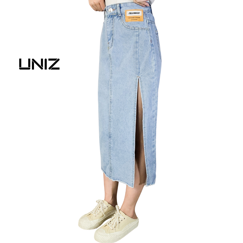 chân váy jean xẻ UNIZ
