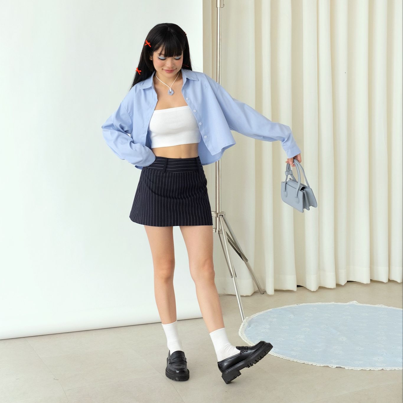Áo sơ mi dáng croptop NAKED by V - Basic Cropped Shirt