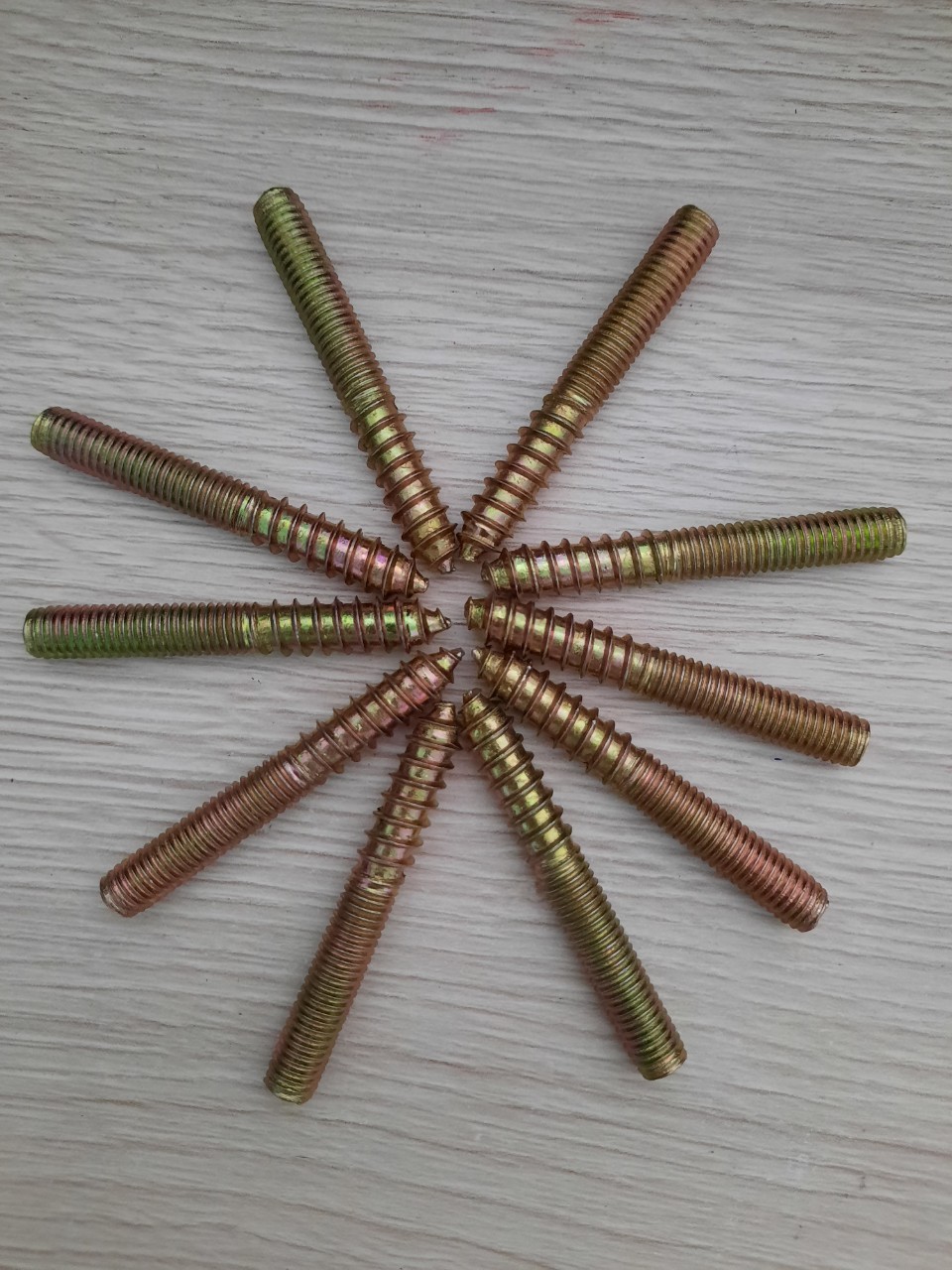 Bịch 10 guzong 2 đầu ren nhọn 6 x 40 , guzong 2 đầu ren - vít 2 đầu ren - vít cầu thang