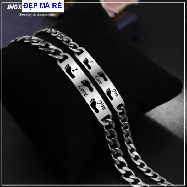 (Gift 01 ankle chains) bangles couple stainless steel đẹp that cheap engraved letters I love you and foot-selling price as above is 1 pair as picture